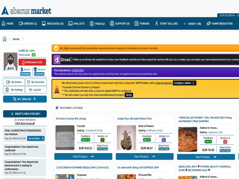 Abacus Market homepage