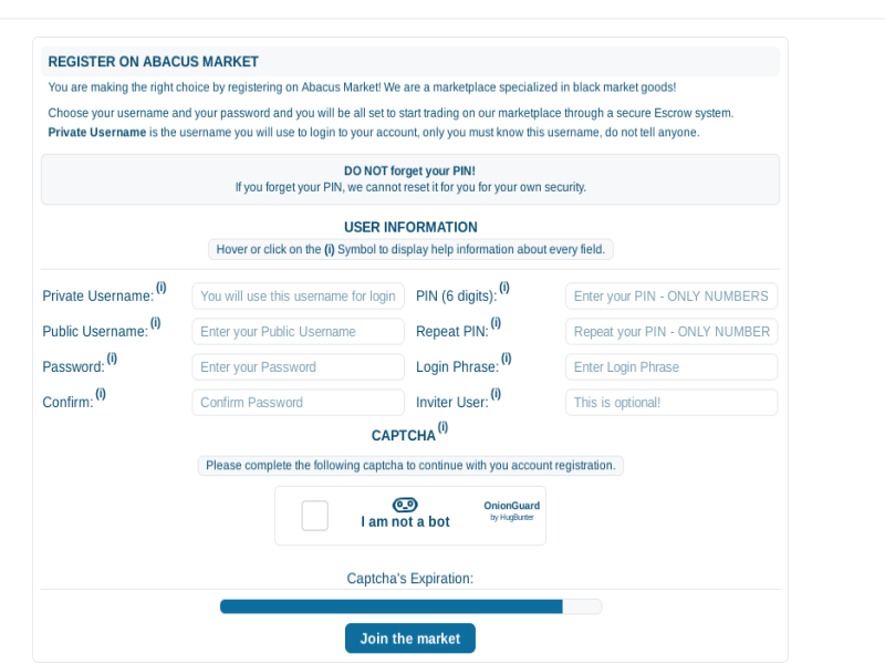 Abacus Market registration